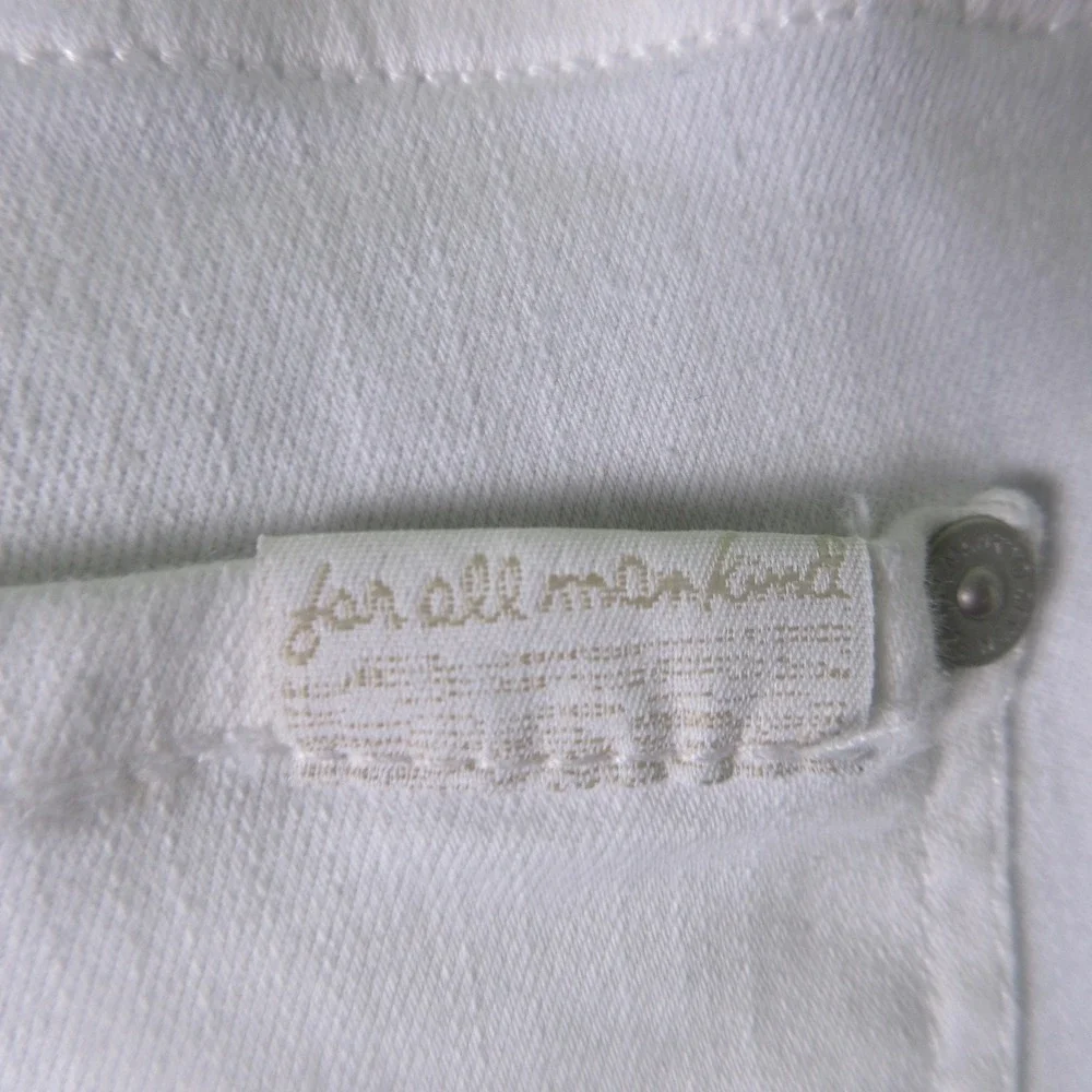 7 For All Mankind The High Waist Ankle Skinny Jeans Womens 25 White Denim